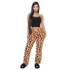 Losse mode luipaard patroon flare broek klassieke vintage trekkoord dierlijke print hoge taille lange wilde herfst 90s outfits dames capris