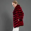 CNEGOVIK Top Selling Fur Coat Women Chinchilla Color Real Rex Rabbit Jacket Winter Outwear Fashion 211202
