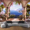 Özel 3D PO Duvar Kağıdı Bahçe Balkon Deniz Manzaralı 3D Duvar Boyama Yatak Odası Oturma Odası Kanepe Dekorasyon Duvar Mural Papier Peint 210722