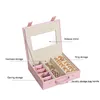 Jewelry Pouches Bags Portable Travel Storage Box Earrings Rings Necklace Pink Organizer Case With Mirror Large Space Stand Gifts Edwi22