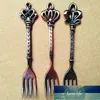 UPORS 6Pcs Zinc Alloy Dinnerware Set European Retro Court Tableware Vintage Royal Dinner Bronze Carved Teaspoon and Fork