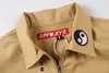 Homens Khaki Jackets High 1 Qaulity Bordado Hip Hop Casacos Men's Zipper Jacket Fashion Casual Outwear Tops