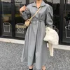 Chic dragkedja krage klänning kvinna tyg smal midja puff-safte khaki vestidos koreanska streetwear klänningar kvinnlig vårkläder 210603