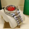Mężczyźni i kobiety Automatyczne zegarki 41 mm Kalendarz Klasyczny czerwono -diamentowy ramka ze stali nierdzewnej ZŁANIE KLAMKI WODYPROOM 260V