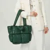 Large Down Cotton Winter Big Quilted Tote Padded Handbags Designer For Women Fashion Brand Shoulder Bag 2021 Luxury Purses Green G1105