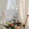 カーテンドレープリビングルームのためのヨーロッパの白いレースシアーカーテン花柄のボイルチュール窓寝室の結婚式の装飾キッチンドアクルテン