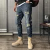 Erkekler Kot Bahar Sonbahar Amerikan Dilenci Pantolonları All-Match Sıradan Gevşek Yırtık Delik Marka Marka İnce Pantolon