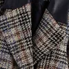 ヴィンテージの女性の緩いパッチワークの格子縞のテクスチャジャケット春秋のファッションレディース特大のコート女性のカジュアルなアウターウェア210515