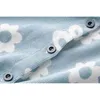 Céu azul mandarim colar de manga longa solta floral botão botão joelho comprimento camisa vestido veludo oduroy outono D1442 210514