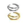 Resizable S925 sterling zilveren ring onregelmatige twee lijn boom wijnstokringen mode luxe timbo complete gouden sieraden lus KOF 220125