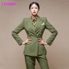 autumn and winter women's double-breasted fit blazer + slim trousers suit Office Lady Double Breasted 210416