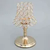 2 Pieces Gold Pillar Desk Lamp Crystal Votive Candle Holder Centerpieces for Wedding Decoration Candle Lantern 22cm Height