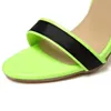 Rxemzg gemengde kleur super hoge hakken sandalen vrouwen fluorescerende groene enkelband schoenen vrouw peep teen dun feest