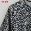 Moda Mulheres Leopard Imprimir Loose O Pescoço Manga Longa Senhoras Mini Vestido Vestidos XN140 210416