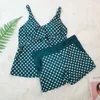 Dots Two Piece Swimsuit Conservative Swimwear Women Shorts Tankini Push Up Plus Size Bathing Suit Beachwear 210630