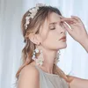 Europeisk guldskal bröllop tiaras kronor uppsättning blomma brud headpiece brudar hår tillbehör kväll hår smycken x0625