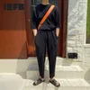 IEFB T-shirt à manches courtes pour hommes Lâche Causal Summer Ice Silk Tissu plissé Costume Coréen Mode Sports Deux pièces Ensemble 9Y7212 210524
