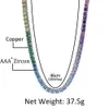 Mens Diamond Iced Out Tennis Gold Chain Rainbow Colorful Necklaces Fashion Hip Hop Jewelry Necklace