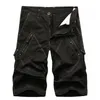 Men Cargo Shorts Summer Cotton Knee Length Pants Male Casual Trousers Fashion Clothing Plus Size 210713