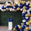 104 sztuk Navy Blue Balloons Arch Kit Srebrny i Złoty Konfetti Balony Baby Shower Urodziny Dekoracje Ślubne Globs 210719