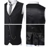 Retro Black Vest Mens Solid Chain Decoration Single Breasted Men Vests Victorian Vintage Slim Waistcoat Men Casual Vest 210524