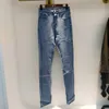 Höst Kvinnors Jeans High Waisted Simple Slit Washed Casual Light Blue Color Zipper Cowboy Pants Trend 5A267 210427