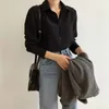Femme Turn-Down Col Lâche Blouses à manches longues Style simple Tops Chemise pour femme Chemises en mousseline de soie classiques Blusas 6830 50 210518