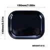 18*14cm Black smoking rolling tray with magnetic lid Tobacco storage trays plain color cigarette plate metal smoke accessory DWD10346