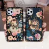 Flower Phone Cases For Iphone 12 minipro max 11 7 8 Xr Xs Creative women Fashion Square Diamond With Ring Protective cover