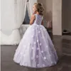 Vestidos de niña, vestido largo de flores de encaje para niñas, vestido de princesa para niños, fiesta de boda, ropa de Navidad para niños, Vestidos para Acción de Gracias