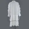 Spring Stand Neck Cascading Ruffles Solid Vestidos Casual Loose Chiffon Long Sleeve Women Dress Japanese Sweet Female Robe 210525