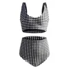 Frauen Badebekleidung Frauen sexy süße zweiteilige Plaid -Druckbadeanzüge Frauen Bikini Set gepolstert Bralette Beachwear Schwimmanzug für