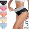 5 unids/lote de ropa interior de cintura alta sin costuras para mujer, bragas de algodón negras simples de Color sólido, bragas de realce de cadera para mujer 210730