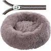 Runda avtagbar täckbar hund bäddsoffa kennel med dragkedja tvättbar husdjur katt mattor varm sova för stora och små 210924