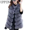 UPPIN Winter Warm Vest New Arrival Fashion Women Import Coat Fur Vest High-Grade Faux Fur Coat Fox Fur Long Vest Plus Size S-3XL Y0829