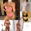 Wysoka talia bikini stały strój kąpielowy stroje kąpielowe kobiety s biały zestaw plus size kostium kąpielowy push up plaża nosić 210621