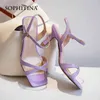 SOPHITINA Women Shoes Fashion Purple Green Summer Premium Leather Shoes Buckle Strap TPR Comfort Wild Casual Lady Sandals AO350 210513