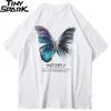 Hip Hop Oversize T Shirt Män Streetwear Harajuku Färg Butterfly Tshirt Kortärmad bomull Lös Hiphop T-tröja Plus Storlek 220304