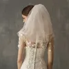 Voile de mariée court en tulle à 5 couches avec accessoire de perles en peigne