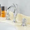 Bathroom Sink Faucets Crystal Handle Swan Basin Faucet Cold Mixer Torneira Taps Deck Mounted