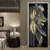 Självhäftande dörrklistermärke Modern Luxury 3D Golden Banana Leaf Bakgrund Living Room Bedroom Door Affisch Vattentät 3d Klistermärken 210722