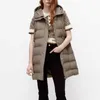 여성 조끼 재킷 봄 가을 패션 두건을 한 세련된 따뜻한 재킷 조끼 패션 청소년 우아한 거리 조끼 재킷 210910