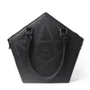 Sacs à bandoulières Jierotyx pentagram punk obscurité gothic étoile sac à main femme fille noire pU en cuir souple en cuir avec chaîne de haute qualité263z