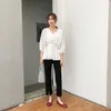 Mujer trabajo elástico ol pantalones estiramiento pierna ancha cintura alta pantalones casuales hendidura femme streetwear 210608