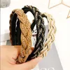 Vintage Designer Echtleder Stirnbänder Haarbänder Hochwertige Damen Twist Weben Hairhoop Turban Mode Frauen Kette Rutschfeste Kopfbedeckungen Haarschmuck