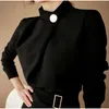 Sonbahar Uzun Kollu Ofis Lady Kore Moda Profesyonel Elbise Iş Giysileri Kemer Ile Katı Vestidos Ince Kıyafet 210531
