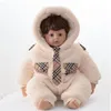 High-end pasgeboren baby kleding lam wol hooded romper sutumn winter jongens en meisjes dikker warmte uit één stuk jumpsuit baby slaapzak