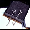 Jewelrylong Pendant Dangle Chandelier Stud Earrings For Woman Girls Fashion Luxury Designer Lovely Cute Sparkling Diamond Zircon Star Drop De