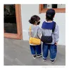 garçons filles sacs à main occasionnels couleur pure losange seau sac pour enfants mode enfants ligne de broderie sac à bandoulière bébé tissu zéro portefeuille F955