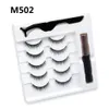 Kits de maquillage magiques de cils de vison magnétiques 5 paires avec pince à épiler Eyeliner faux cils réutilisables 3D naturels longs faciles à porter sans colle